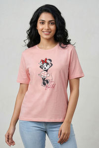Zivame Mickey Knit Cotton Loungewear Top - Gossamer Pink — thumbnail 2